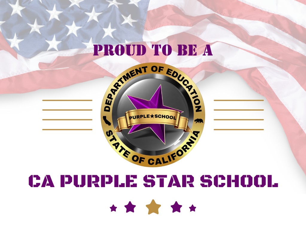 Image of a purple star and USA Flag
